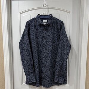 Navy Floral Men's Button Down Shirt